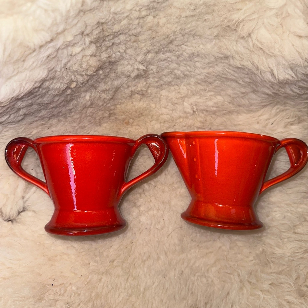 Vintage Metlox Poppytrail Red Rooster Sugar & Creamer Set
